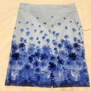 Talbots Blue Floral Midi cotton skirt size 12